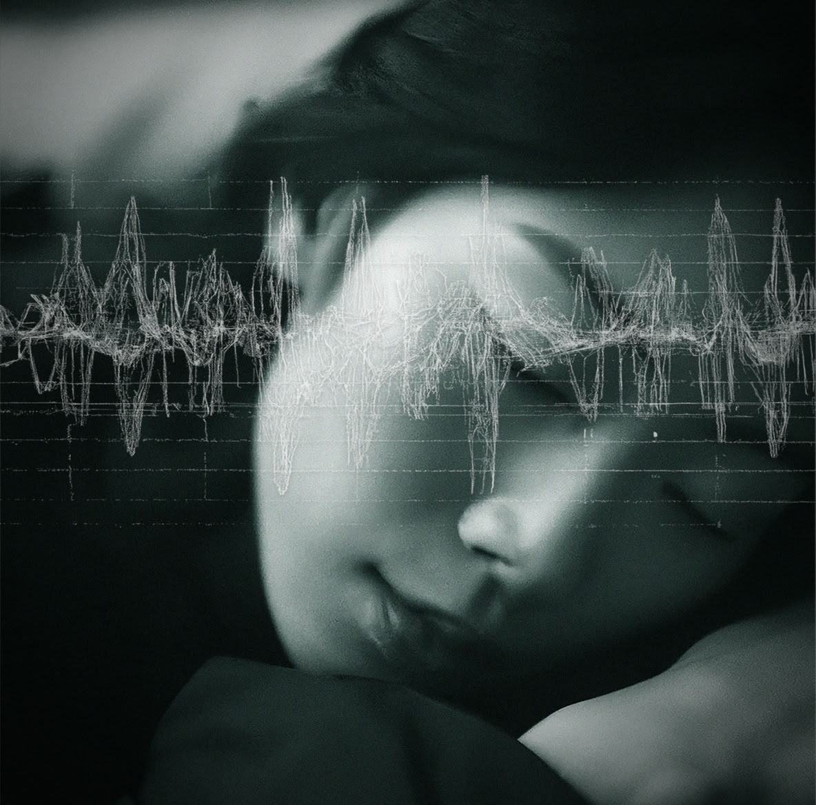 Beautiful Sleeping Asian Woman with brainwave encephalogram graphic image, b/w photography  f/low: Ambient Music inspired by the latest findings in neuroscience, auditory physiology and psychoacoustics. Binaural Beats, ASMR and Brown Noise form the basis of a musical melange dedicated to deep relaxation and sleep enhancement.